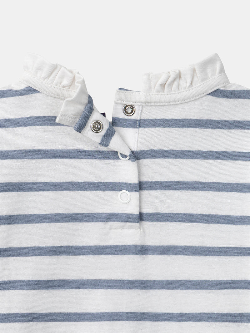 Langarm-T-Shirt mit blauen Streifen für Mädchen