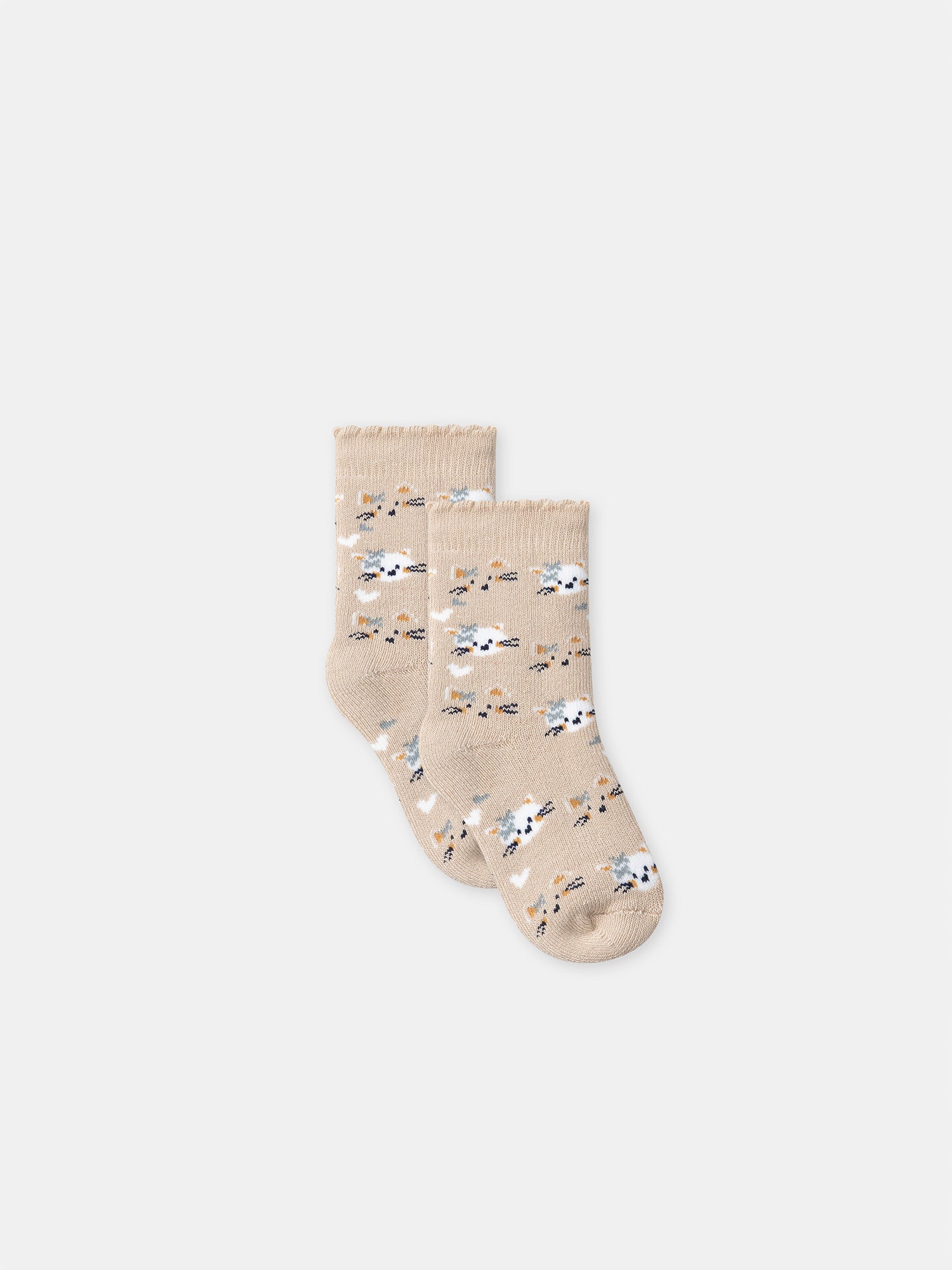 Chaussettes beiges à motifs têtes de chats Bébé Fille