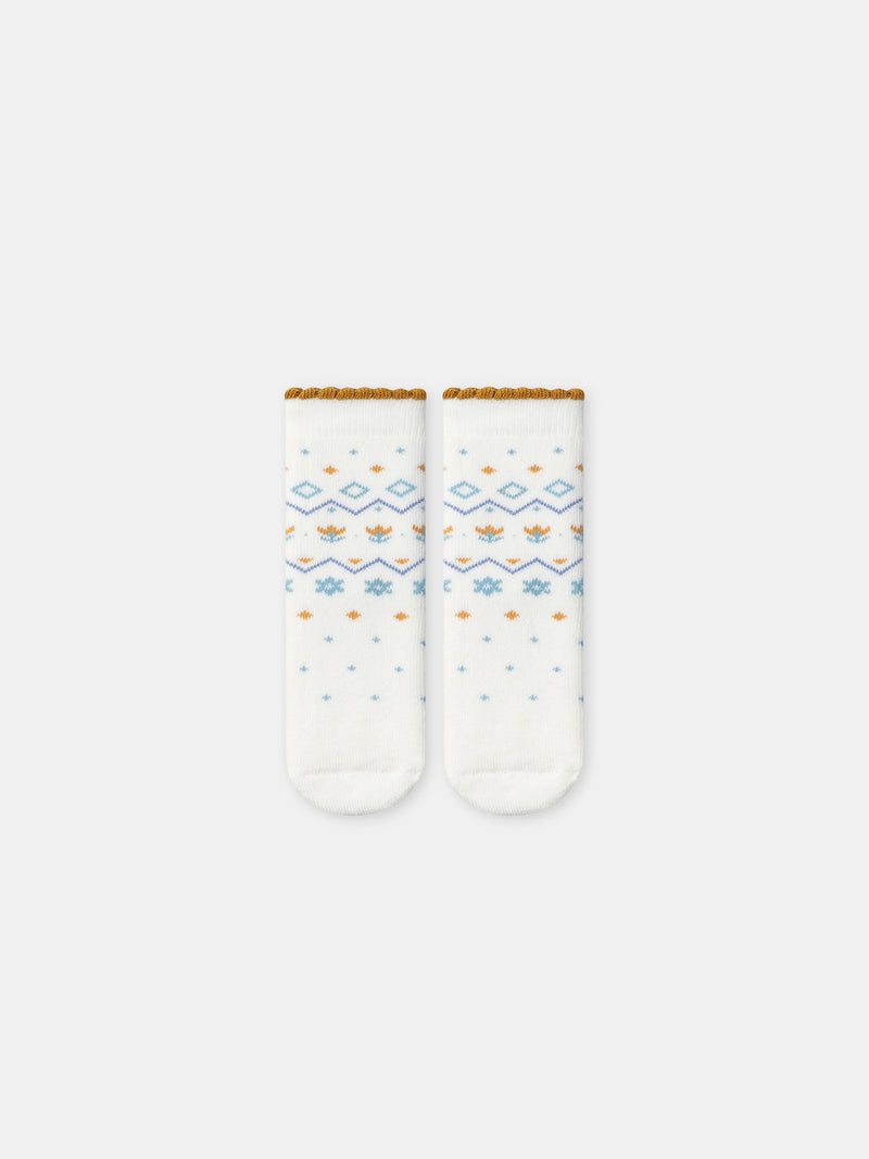 Beige Socken mit Blumenmotiv Mädchen