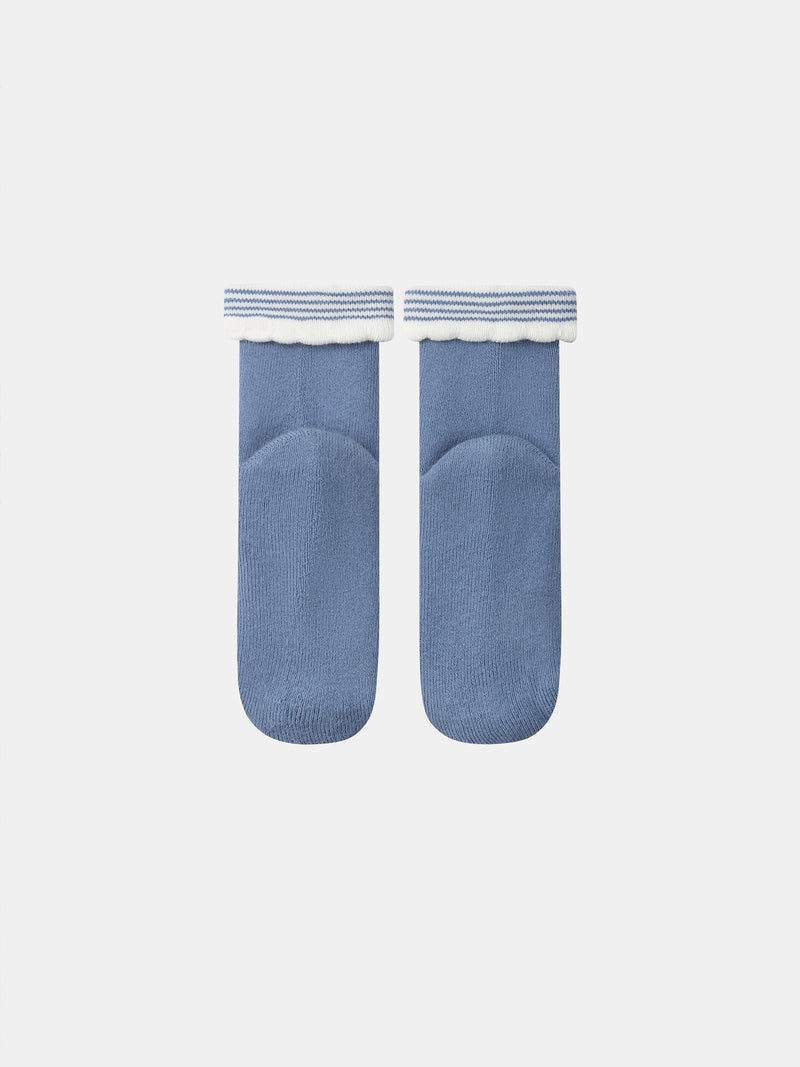 Blaue Socken mit Katzenkopf für Mädchen