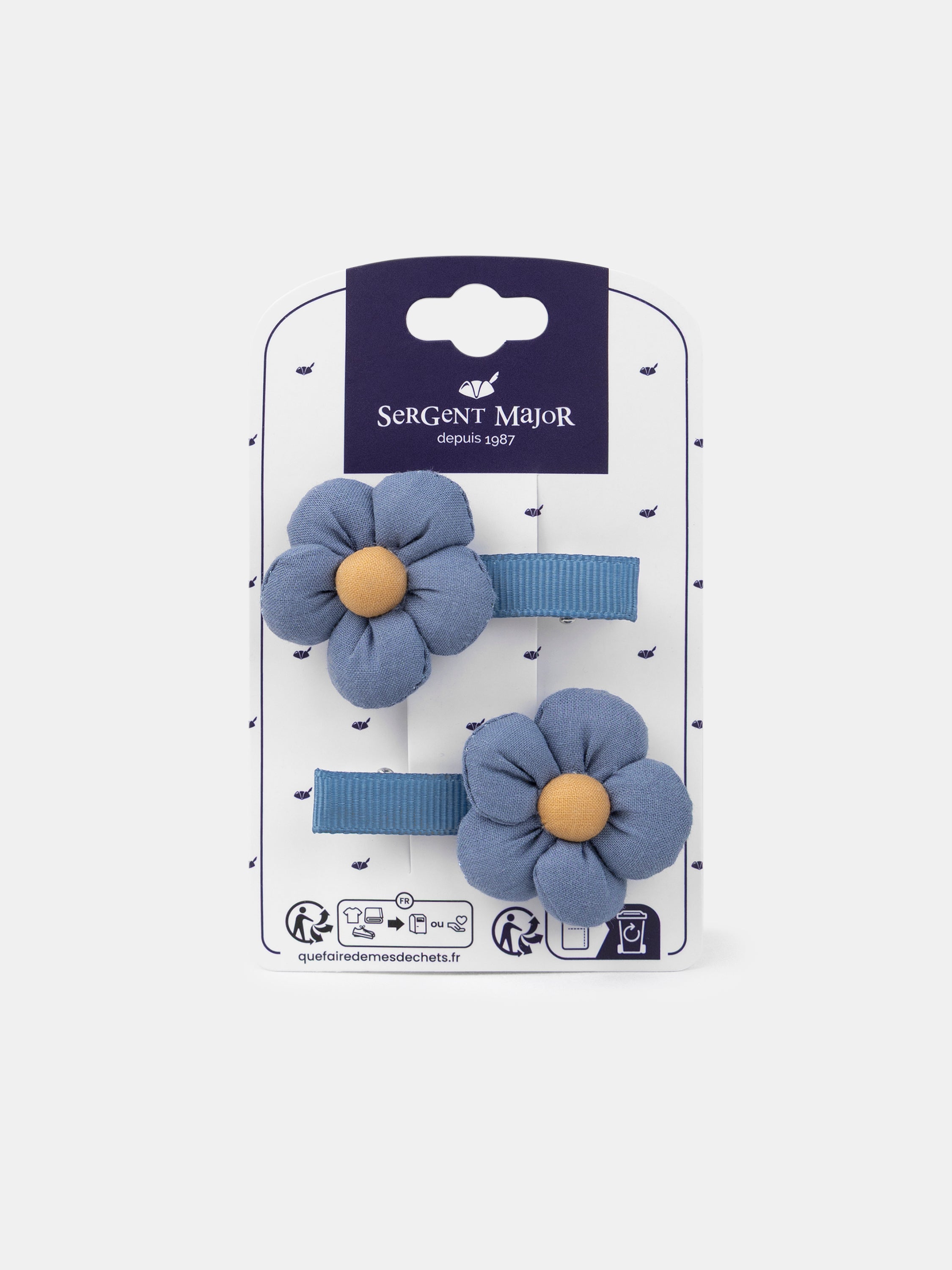 2 blaue Haarspangen mit Blumen für Mädchen