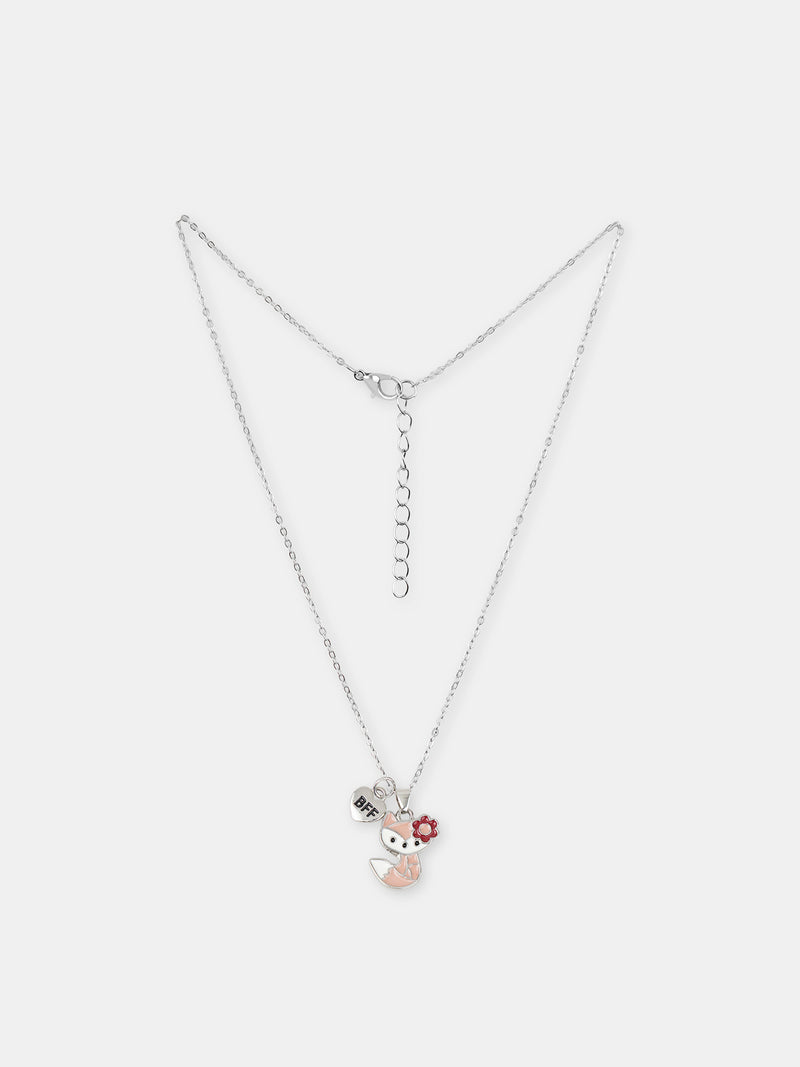 2 silberne Halsketten mit Fuchsanhängern für Mädchen