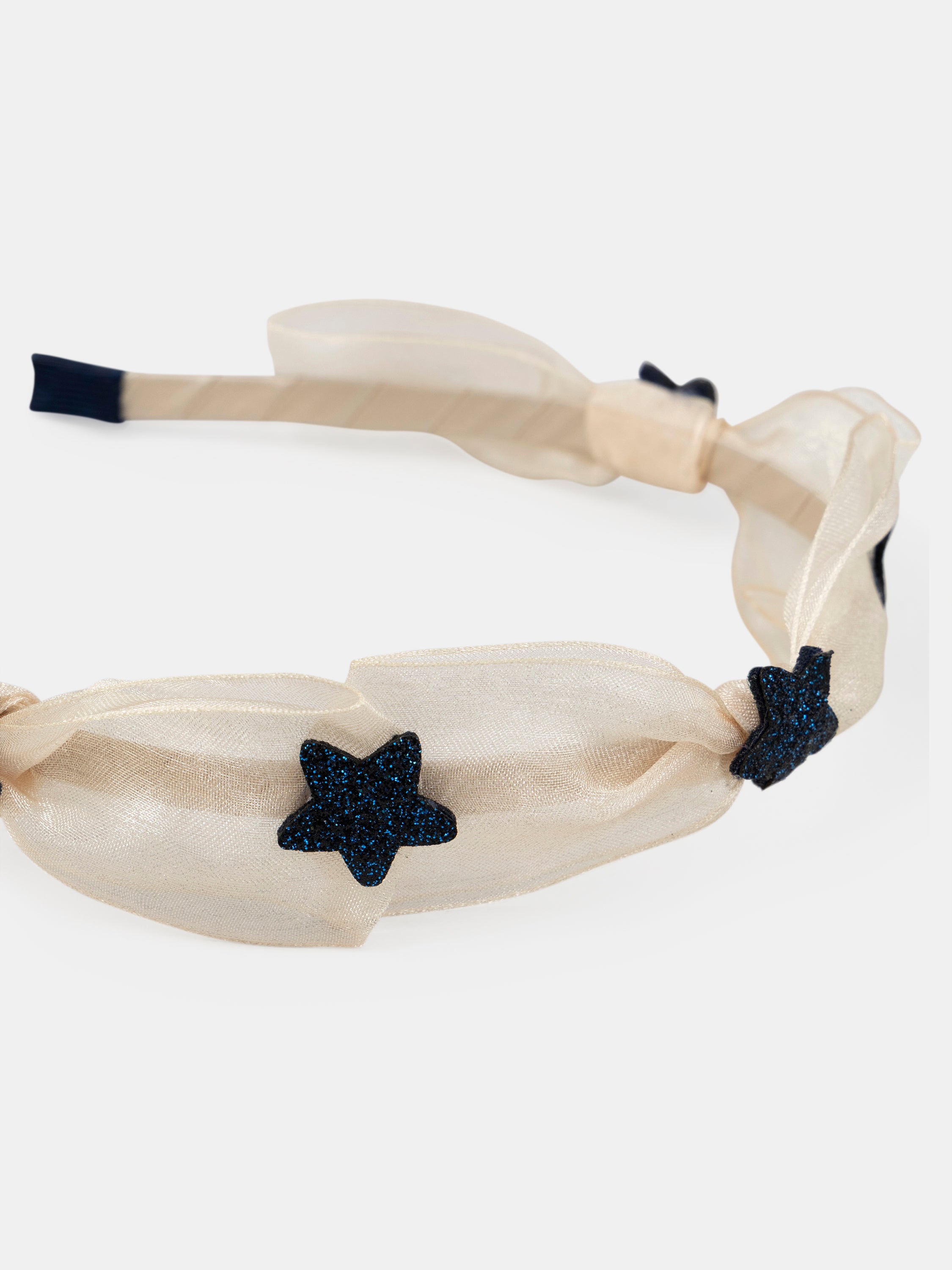 Beige Tüll-Stirnband mit glitzerndem Stern für Mädchen