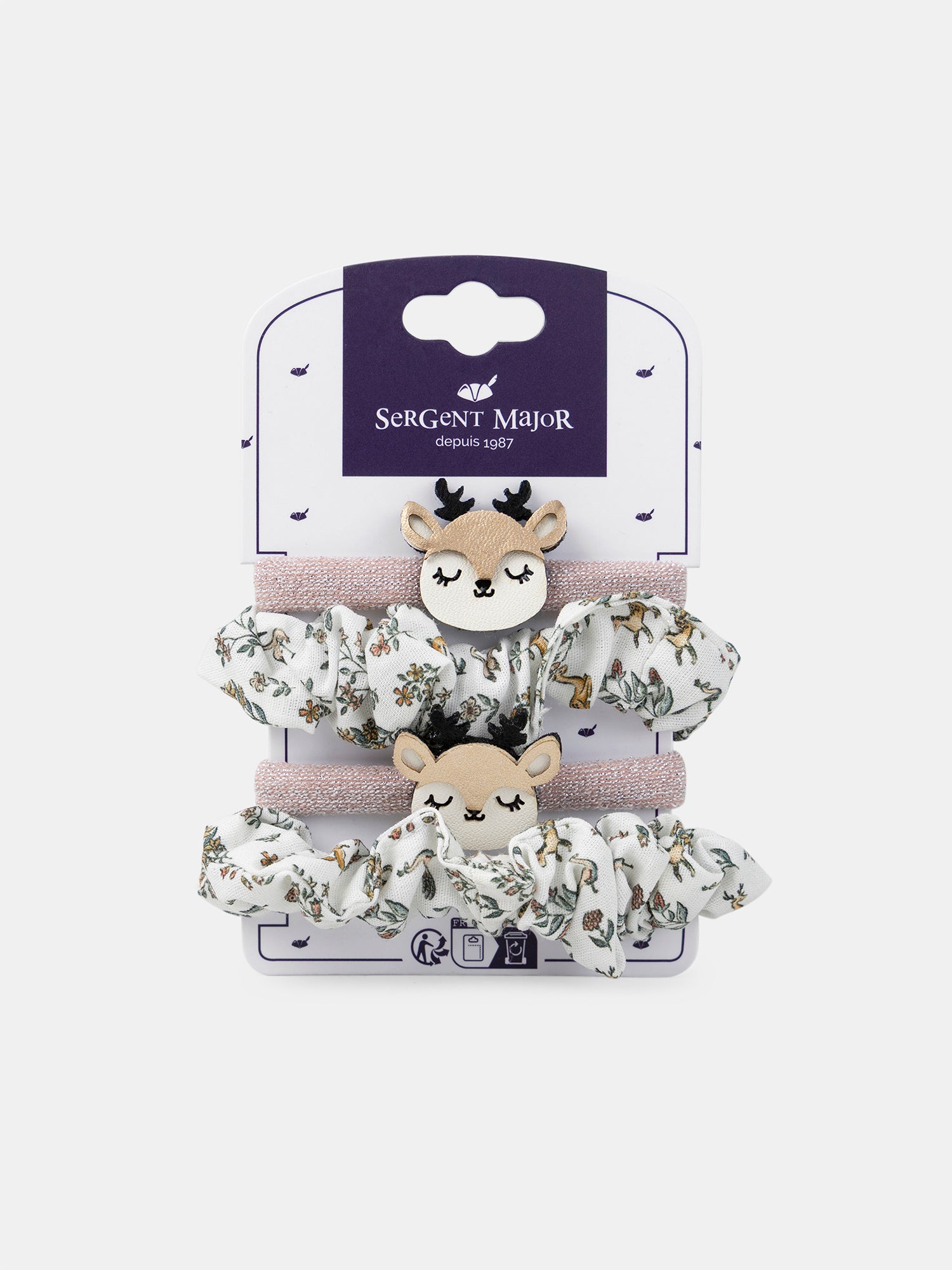 Set aus 2 Paar Haarbänder mit Rehkopf oder Blumenmuster für Mädchen