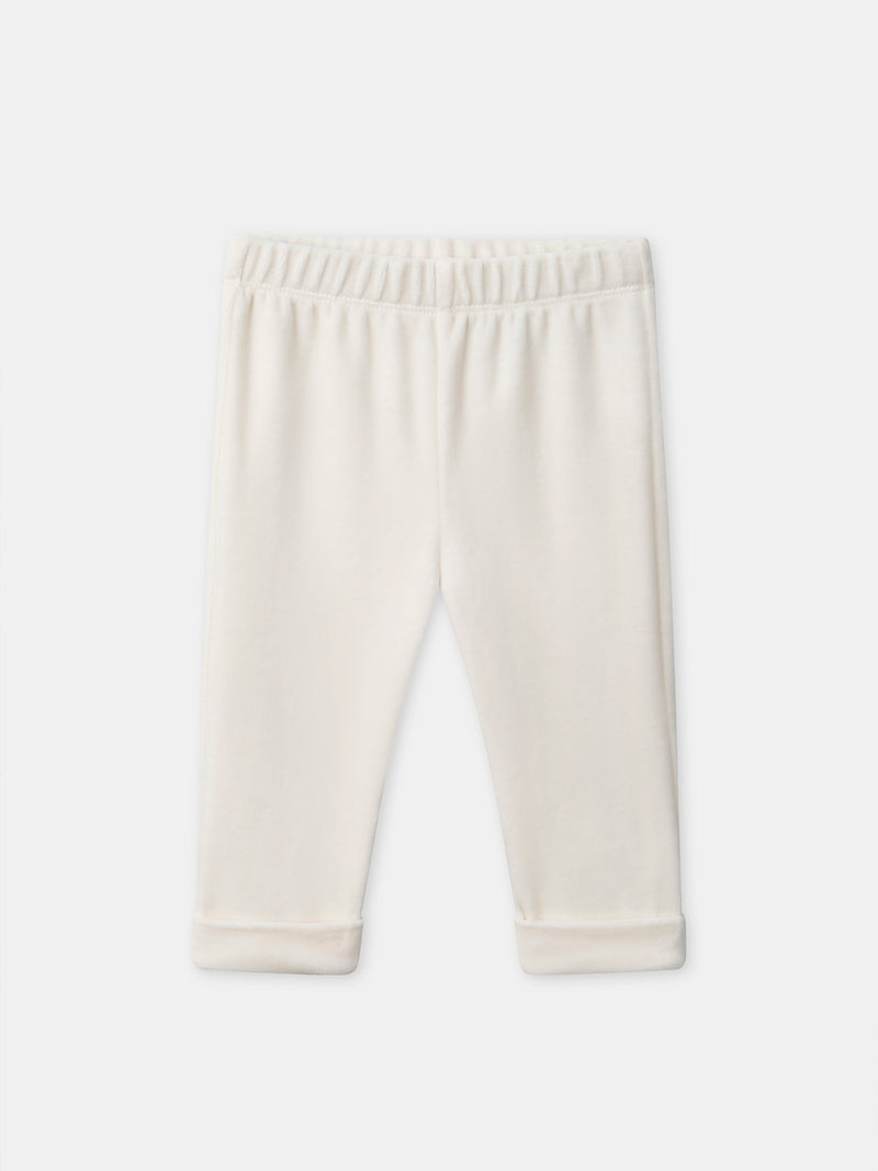 Cremefarbener Pyjama mit Streifen und Hase für Jungen