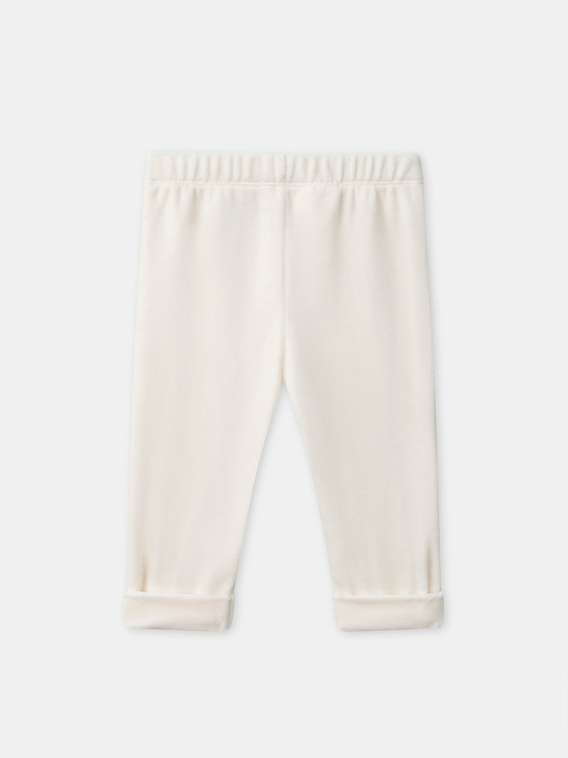 Cremefarbener Pyjama mit Streifen und Hase für Jungen