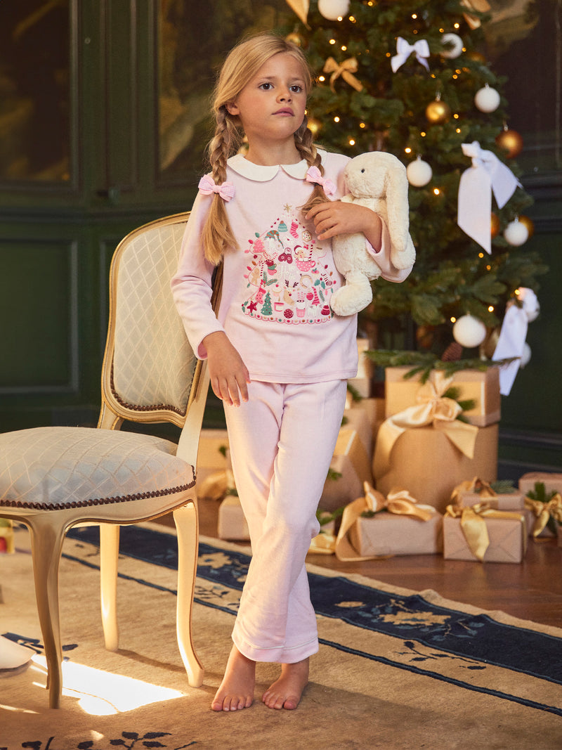 Rosa Velour Pyjama für Mädchen