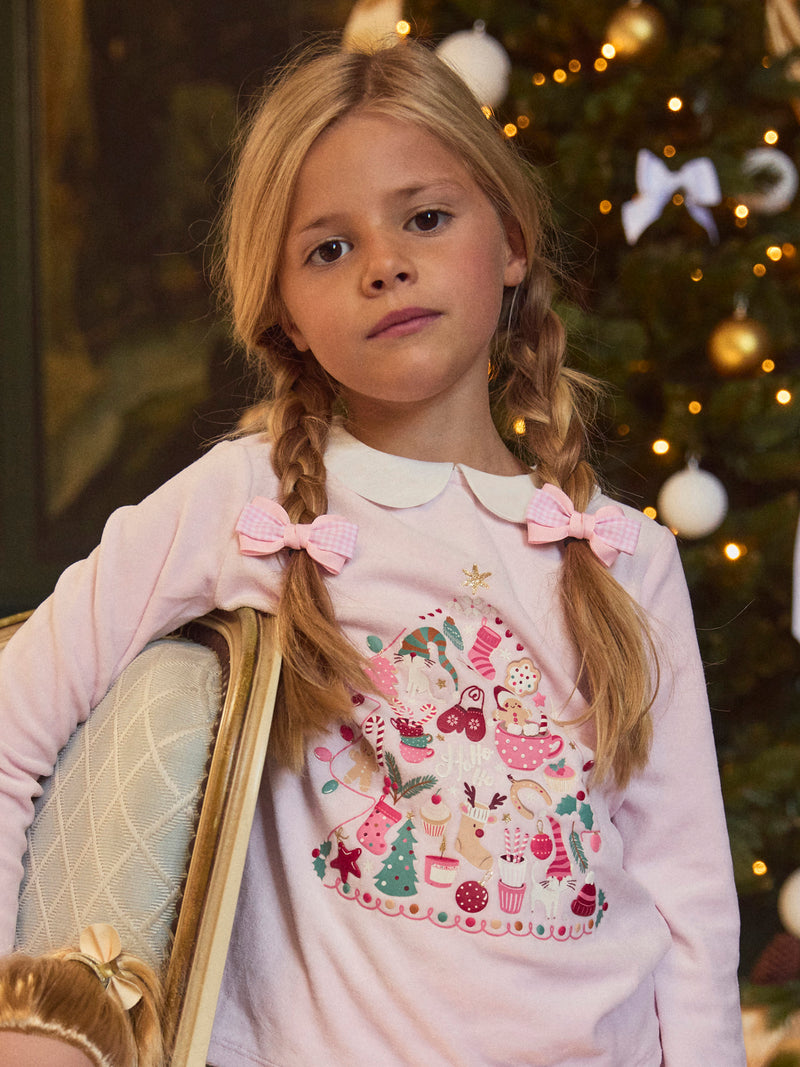 Rosa Velour Pyjama für Mädchen