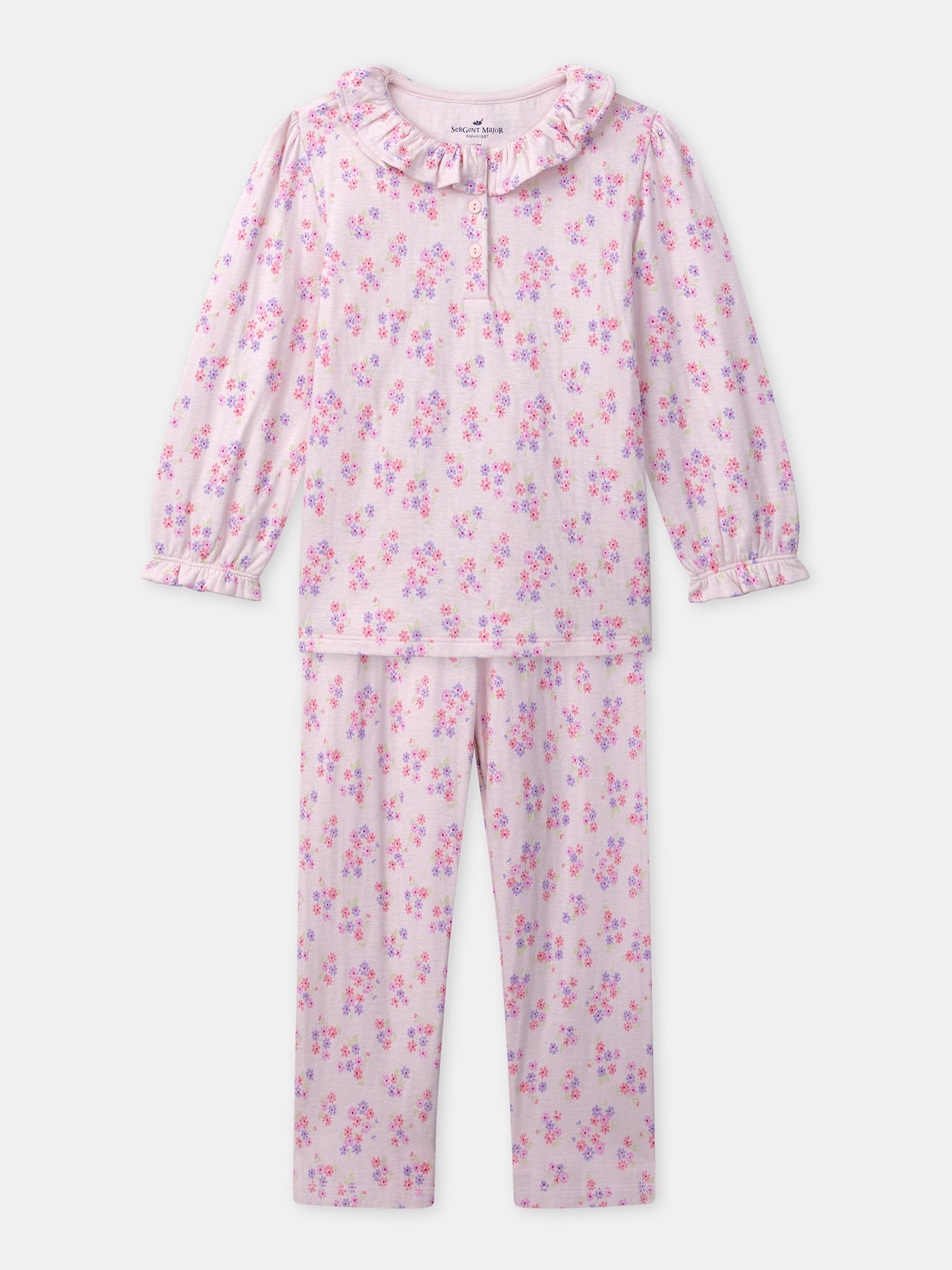 Rosa Pyjama mit Blumenmuster Mädchen