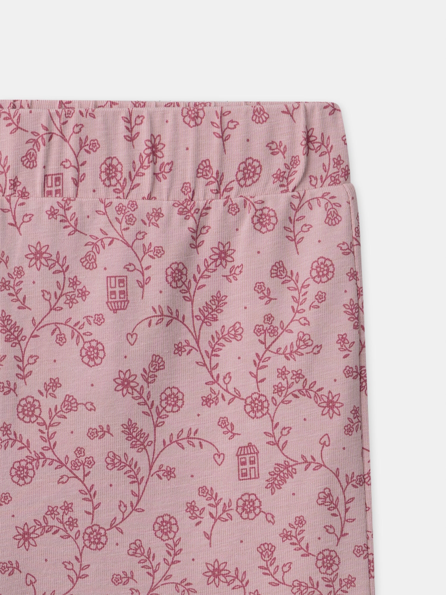 Dunkelrosa Samtpyjama mit Blumenmuster für Mädchen