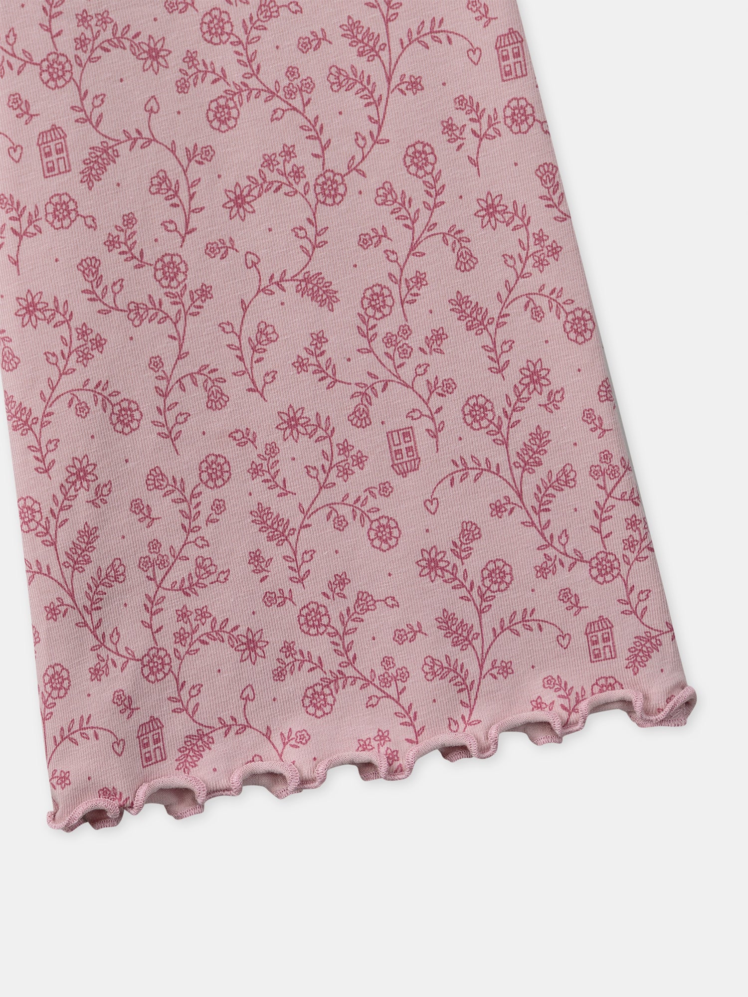 Dunkelrosa Samtpyjama mit Blumenmuster für Mädchen