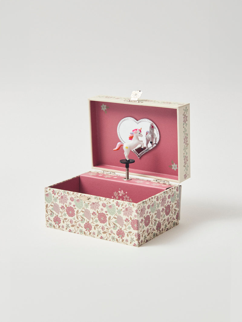 Boîte à musique licorne et imprimé fleuri