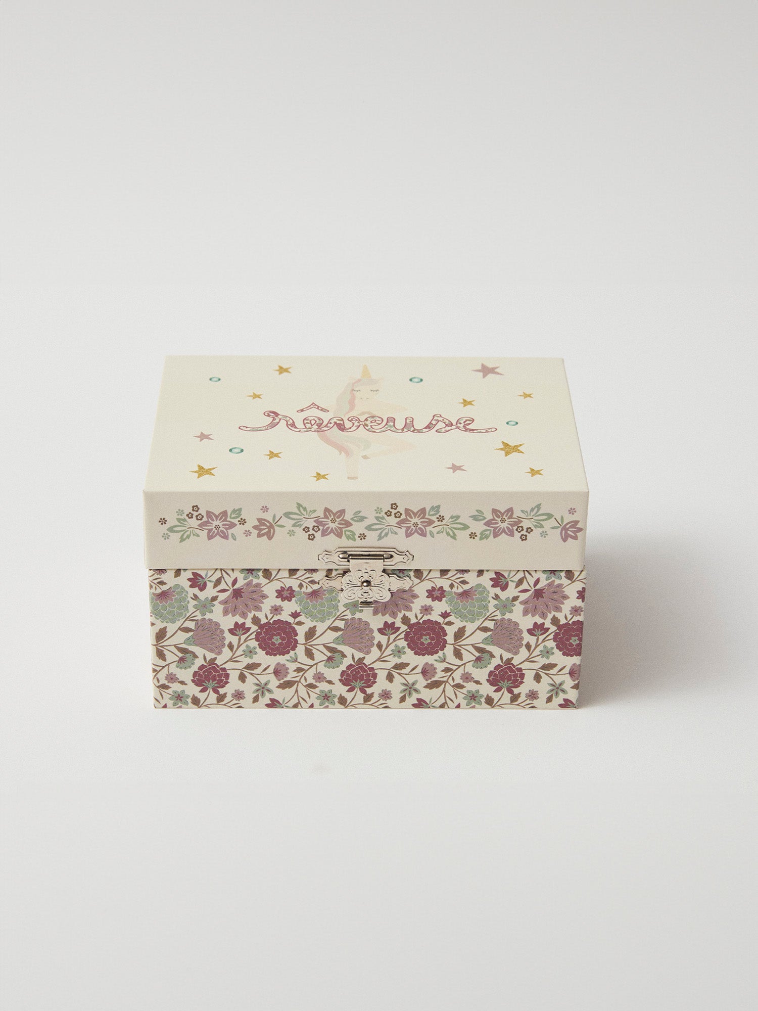 Musikdose Einhorn mit Blumenmuster