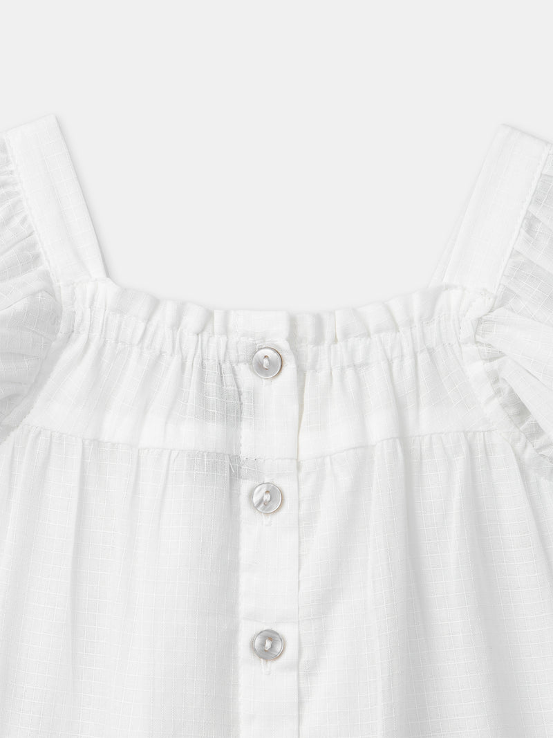 Ecru-Bluse mit Blumenstickerei für Babys Mädchen