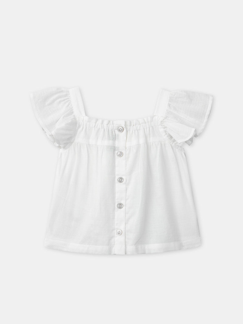 Ecru-Bluse mit Blumenstickerei für Babys Mädchen