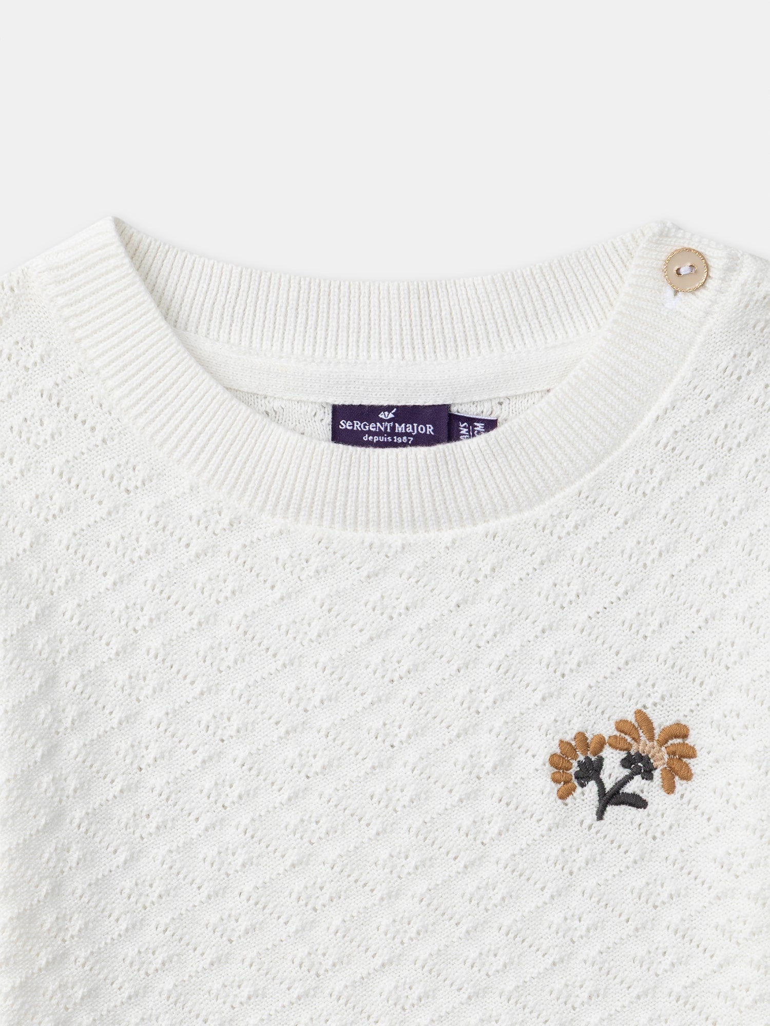 Ecru-Mädchenstrickshirt