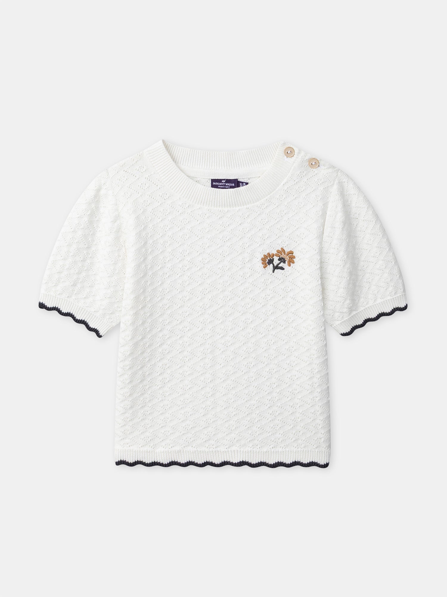 Ecru-Mädchenstrickshirt