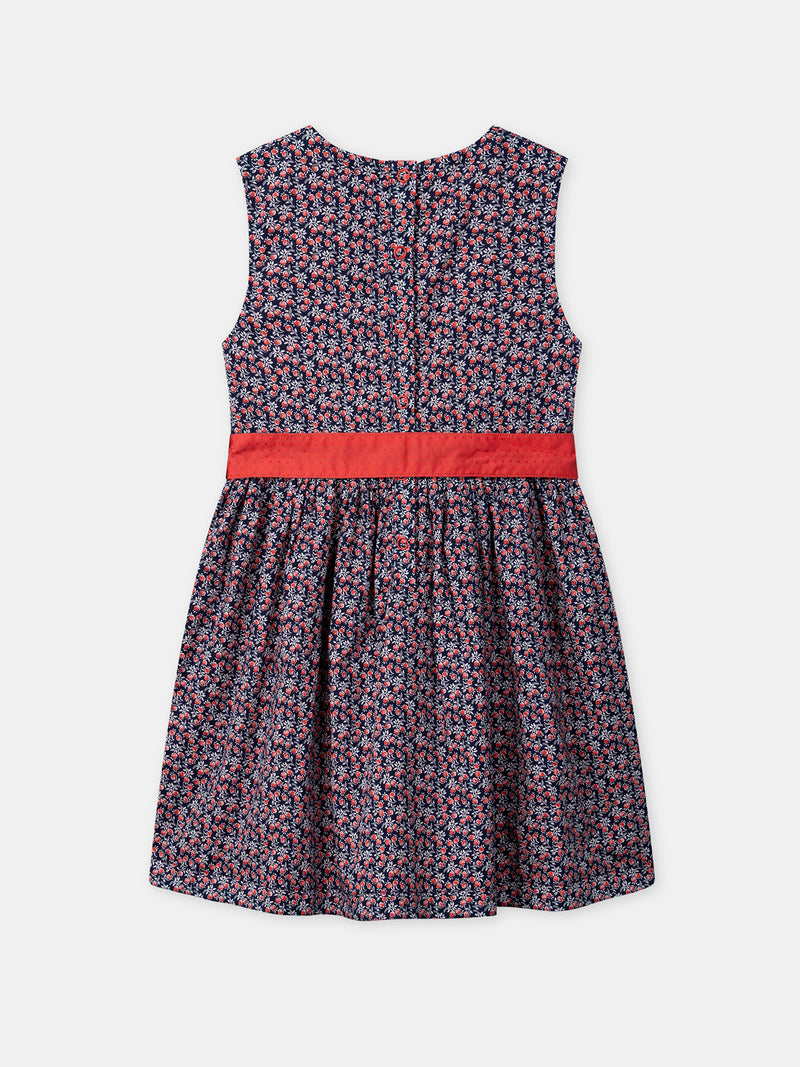 Robe réversible rouge ou imprimé fleuri Fille