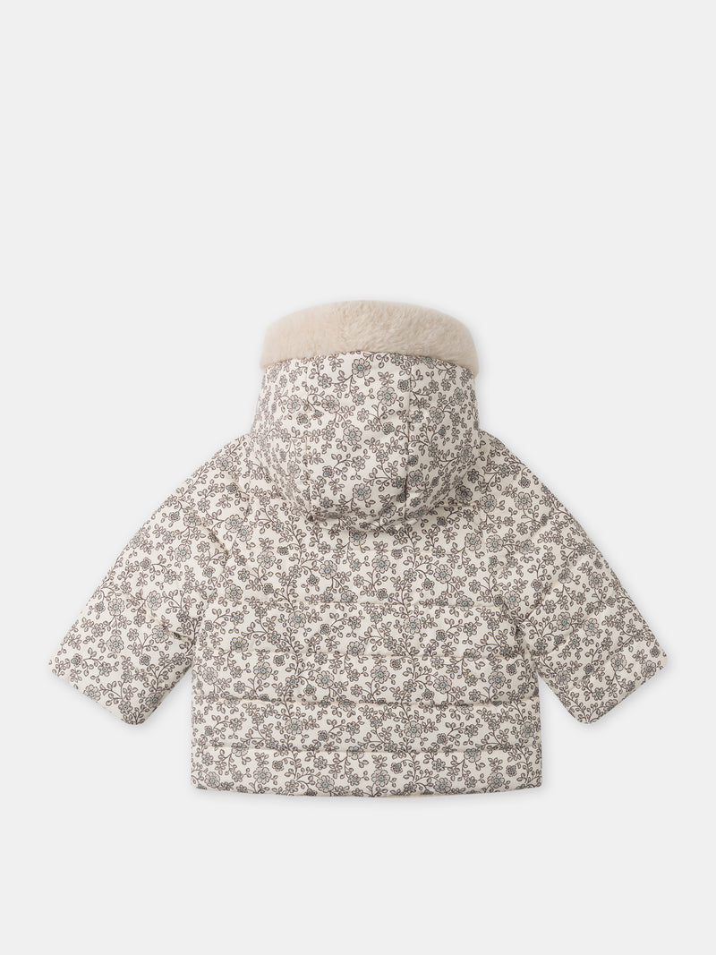 Reversible-Blumenmuster-Jacke-oder-Creme-Baby-Mädchen