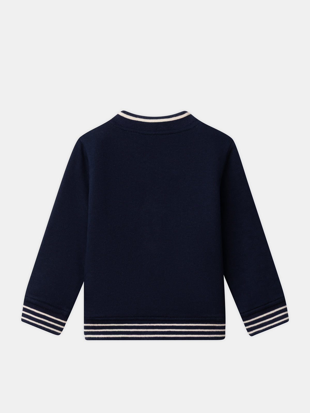 Reversibler Teddy in Marineblau oder Elfenbein mit Hundemuster für Baby Jungen