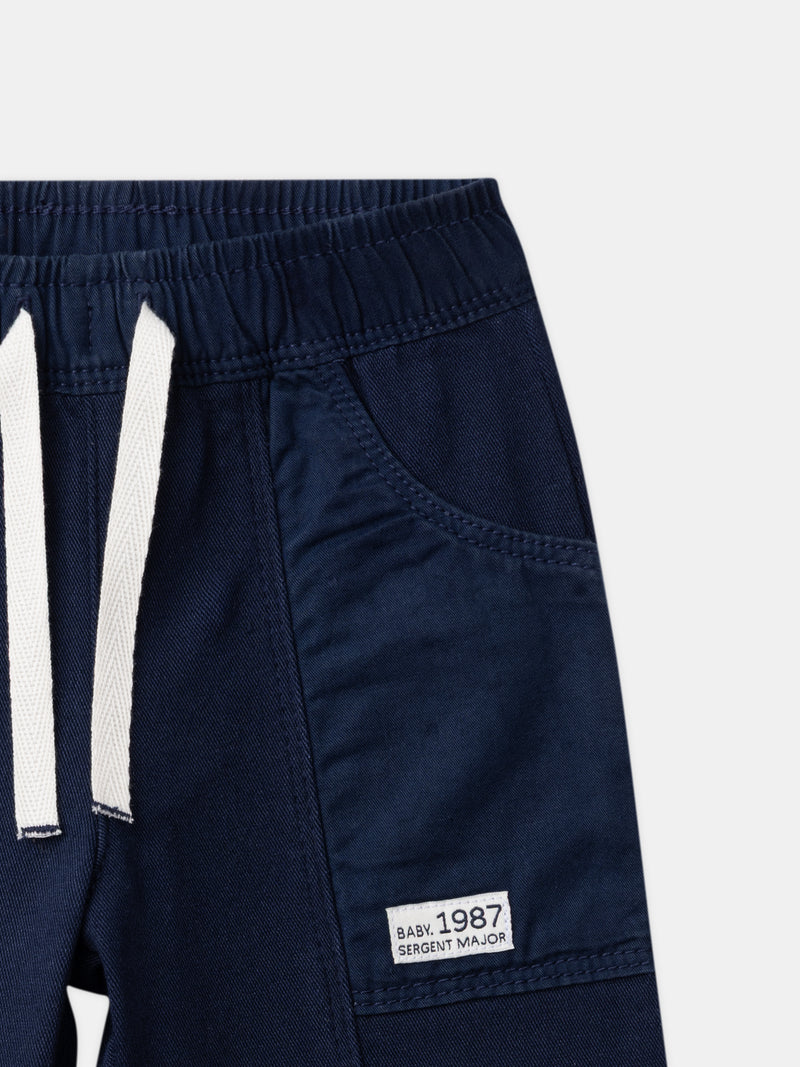 Pantalon bleu marine à broderie animaux Bébé Garçon