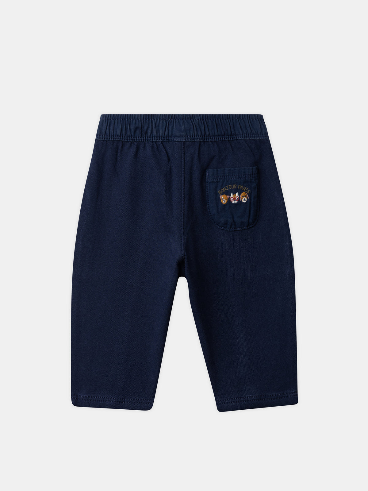 Pantalon bleu marine à broderie animaux Bébé Garçon