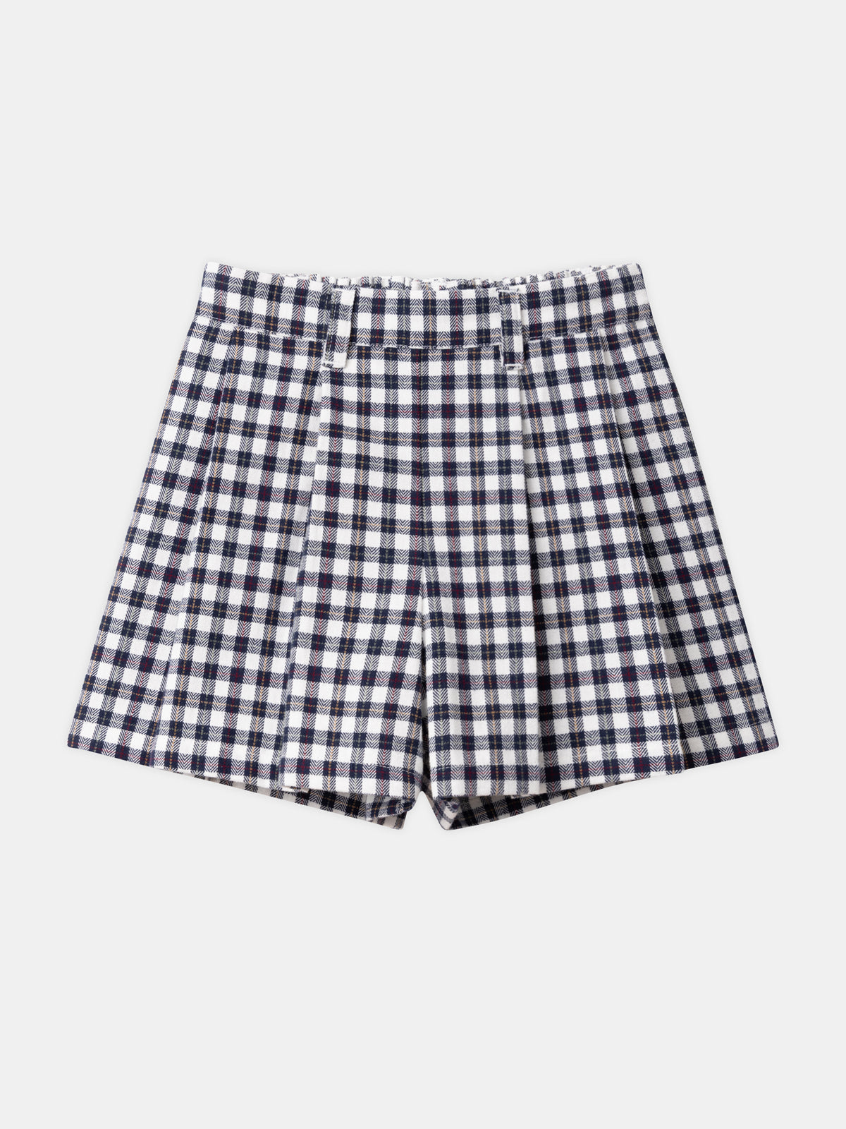 Karierte Marineblau und Weiße Shorts-Rock mit elastischer Taille für Mädchen