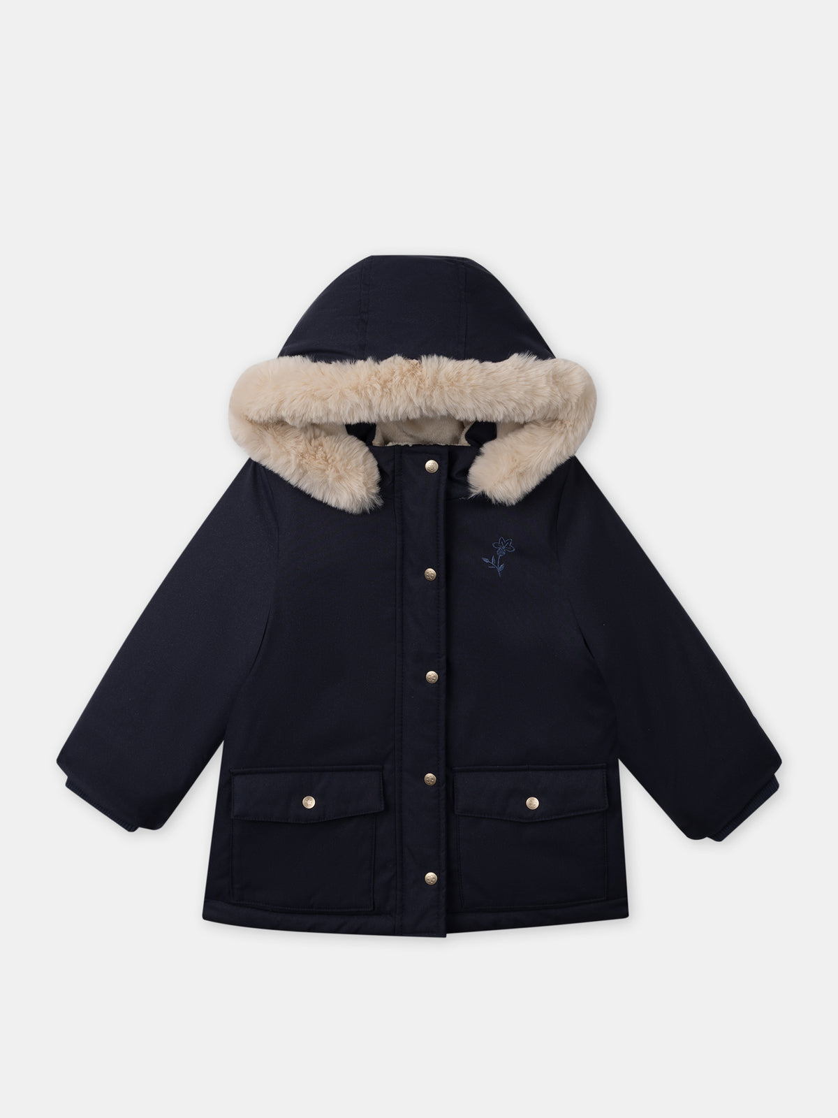 3-in-1-marineblau-Glitzer-Parka für Mädchen