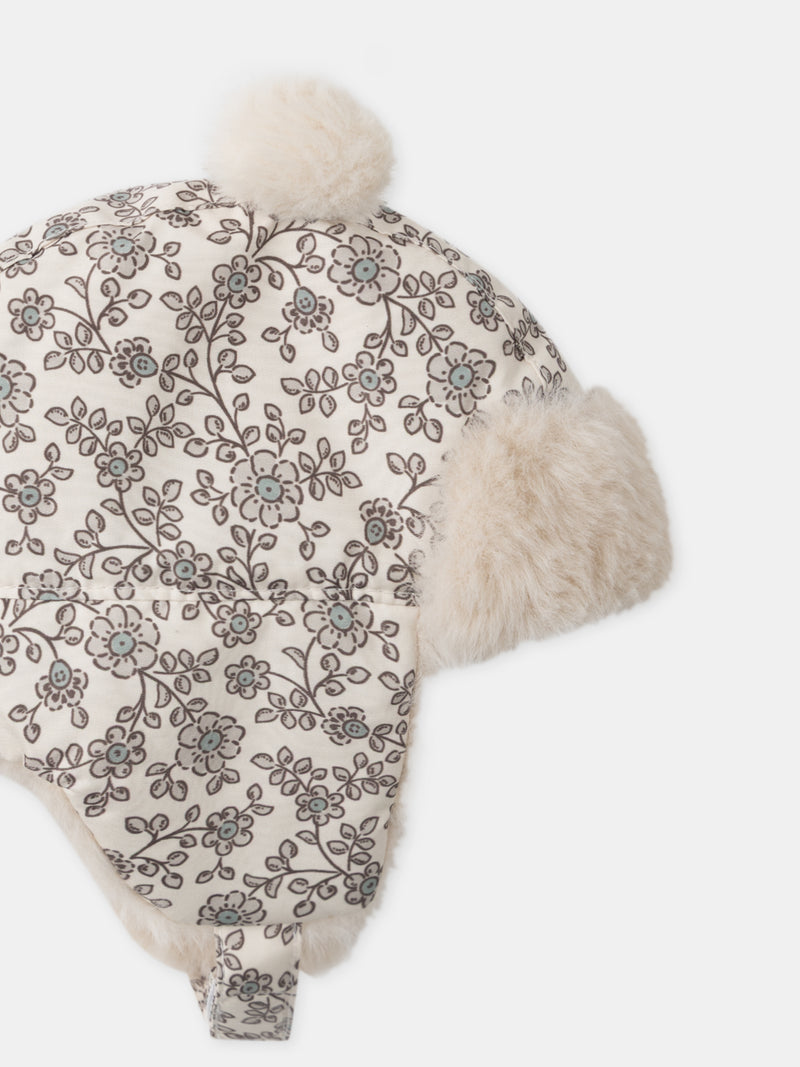 Blumenmuster-Pompom-Mütze-Baby-Mädchen