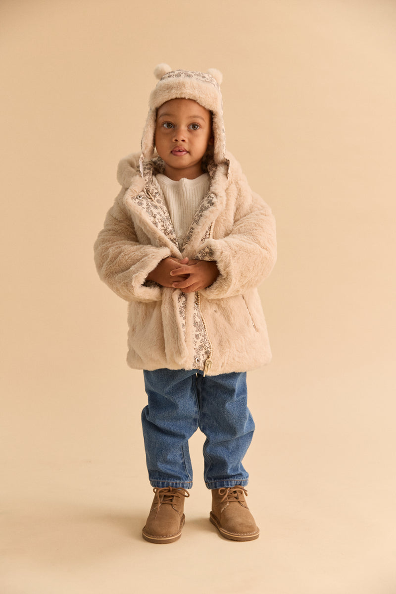 Blumenmuster-Pompom-Mütze-Baby-Mädchen