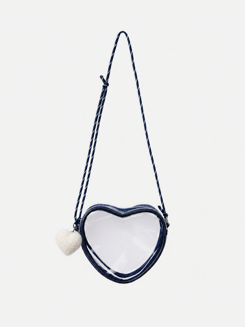 Sac cœur à bandoulière transparent et charms coeur Fille