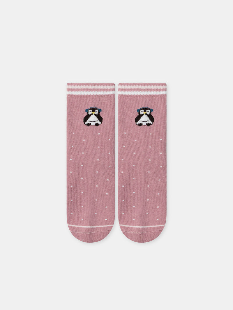 5er-Pack rosa Socken Pinguine für Mädchen