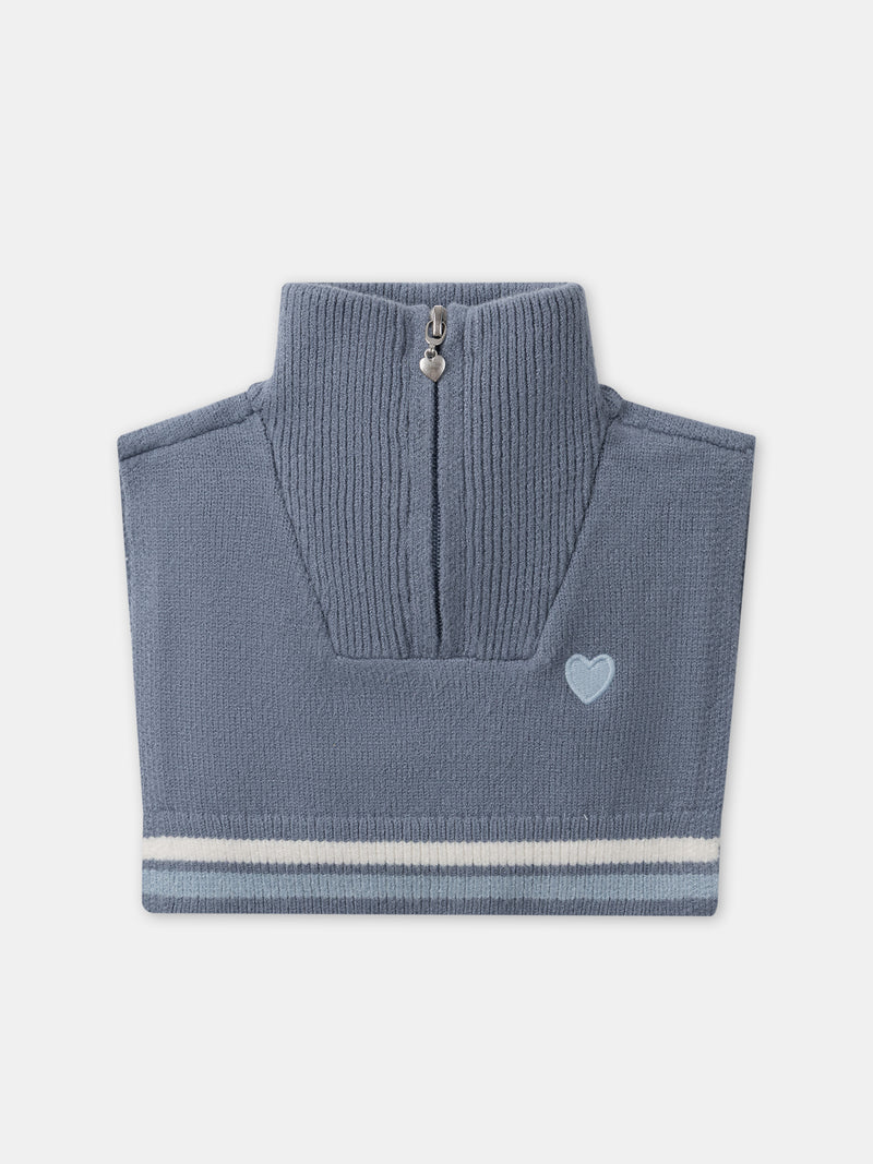 Blau-grauer Plastron mit Herzstickerei Mädchen