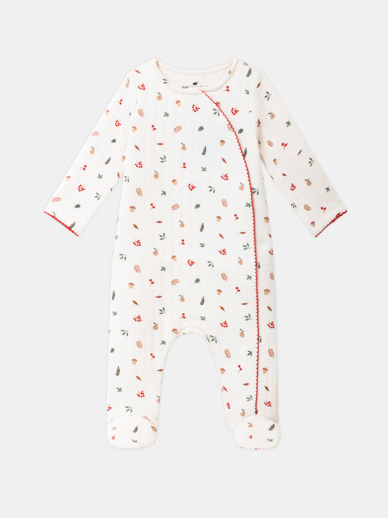 Grenouillère vanille imprimé feuilles et fruits Bébé Fille