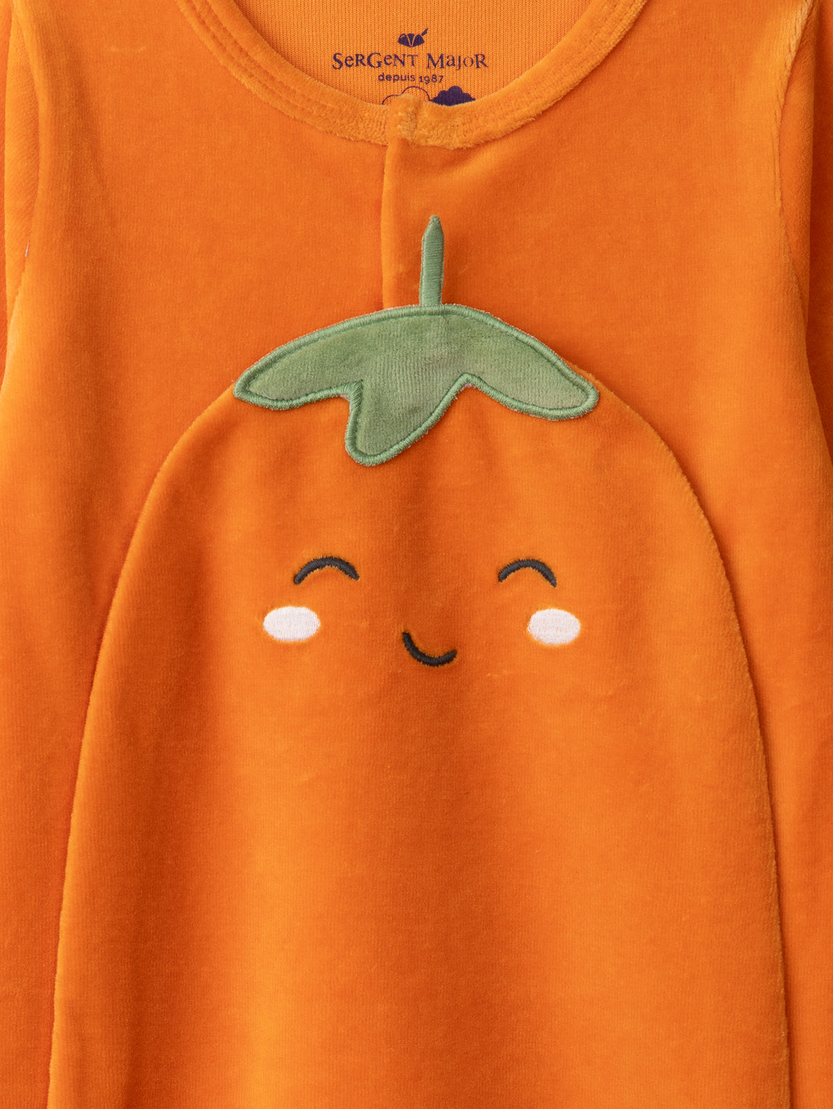 Grenouillère orange citrouille en velours + bonnet Bébé Garçon
