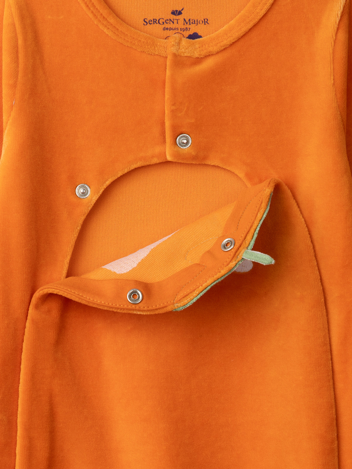 Grenouillère orange citrouille en velours + bonnet Bébé Garçon