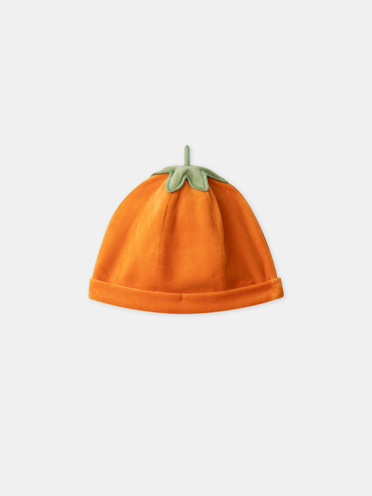 Grenouillère orange citrouille en velours + bonnet Bébé Garçon