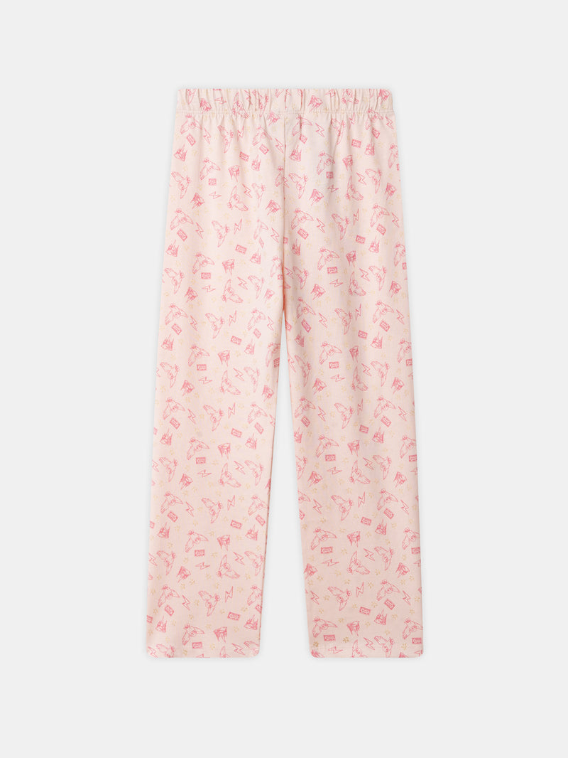 Pajama Harry Potter Rosa mit bedruckter Eule Hedwig für Mädchen