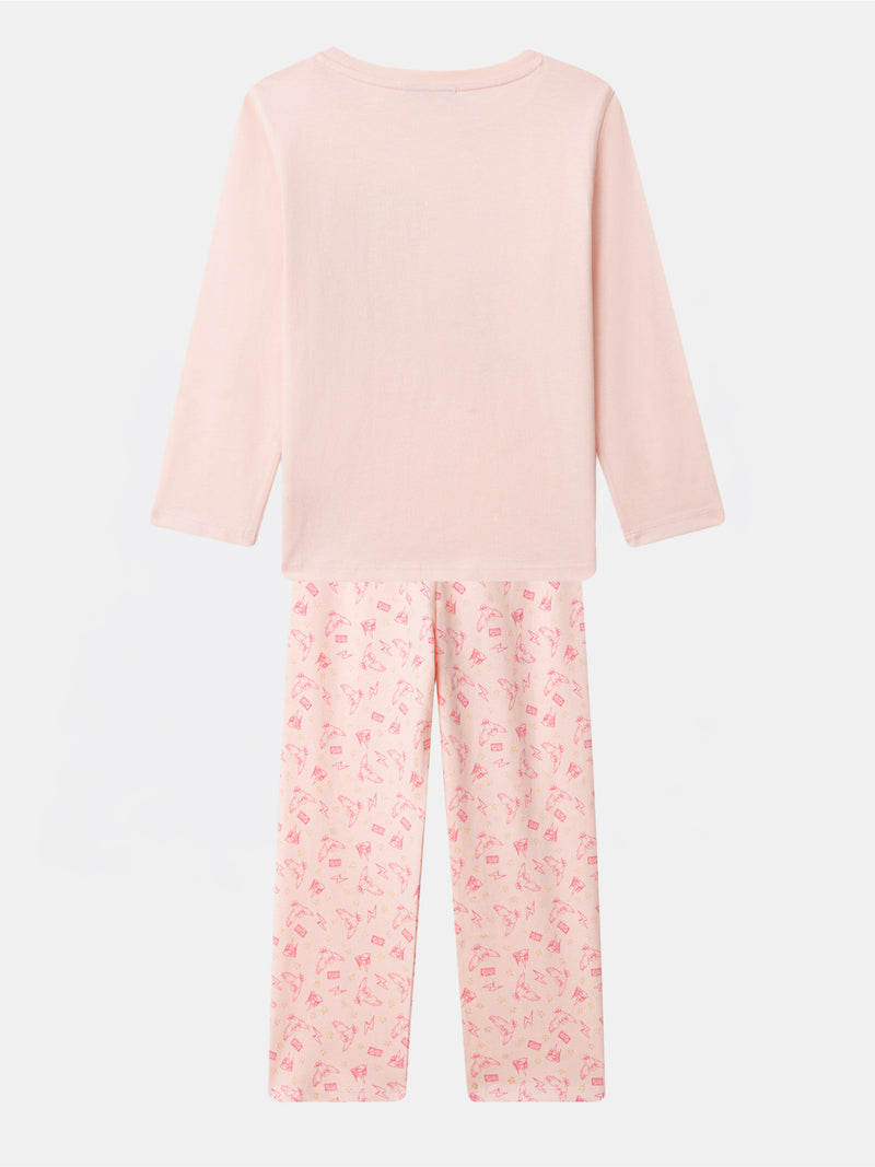 Pajama Harry Potter Rosa mit bedruckter Eule Hedwig für Mädchen