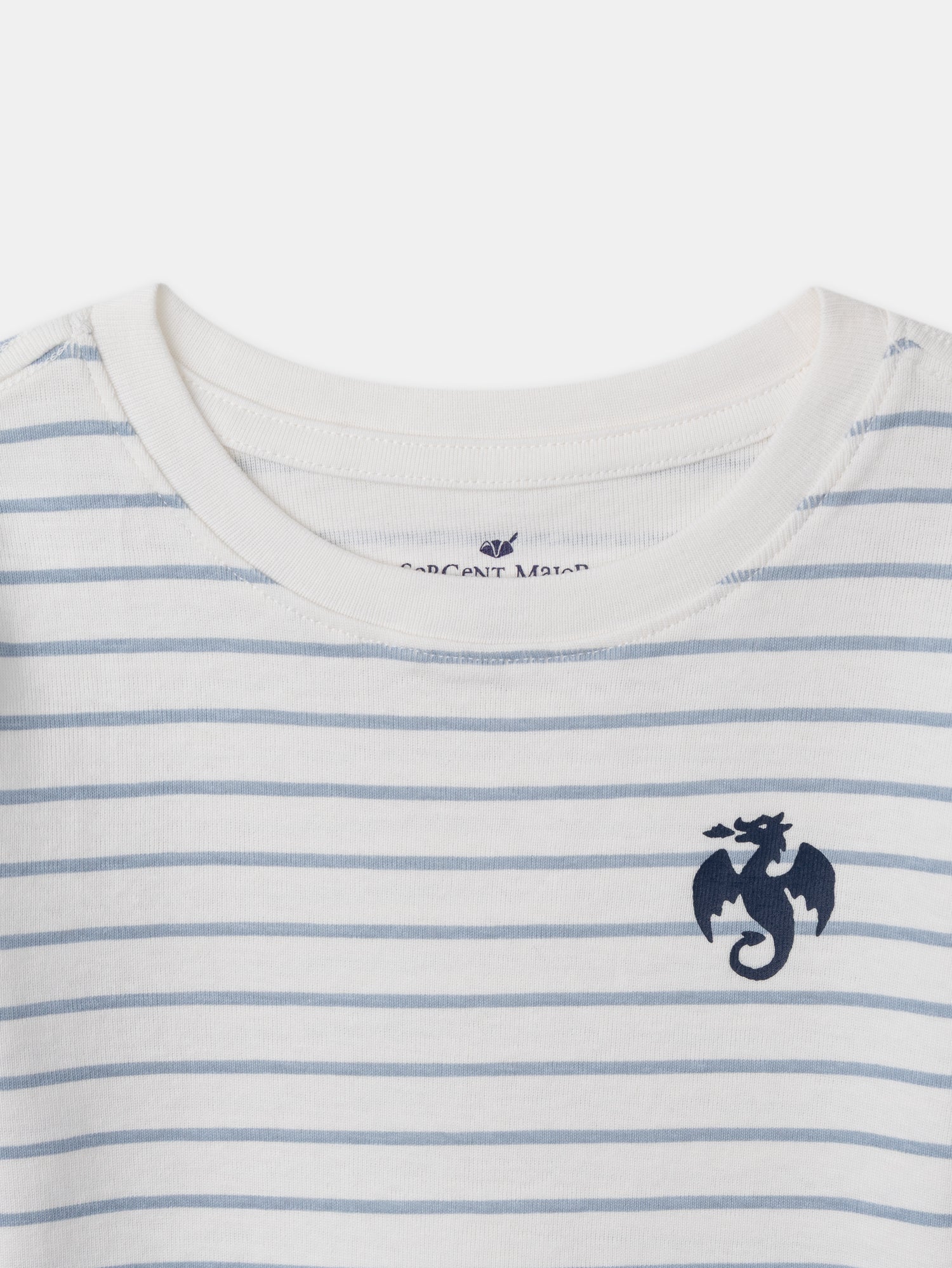 Lot 2 t-shirts écru imprimé dragon ou à rayures bleues Garçon