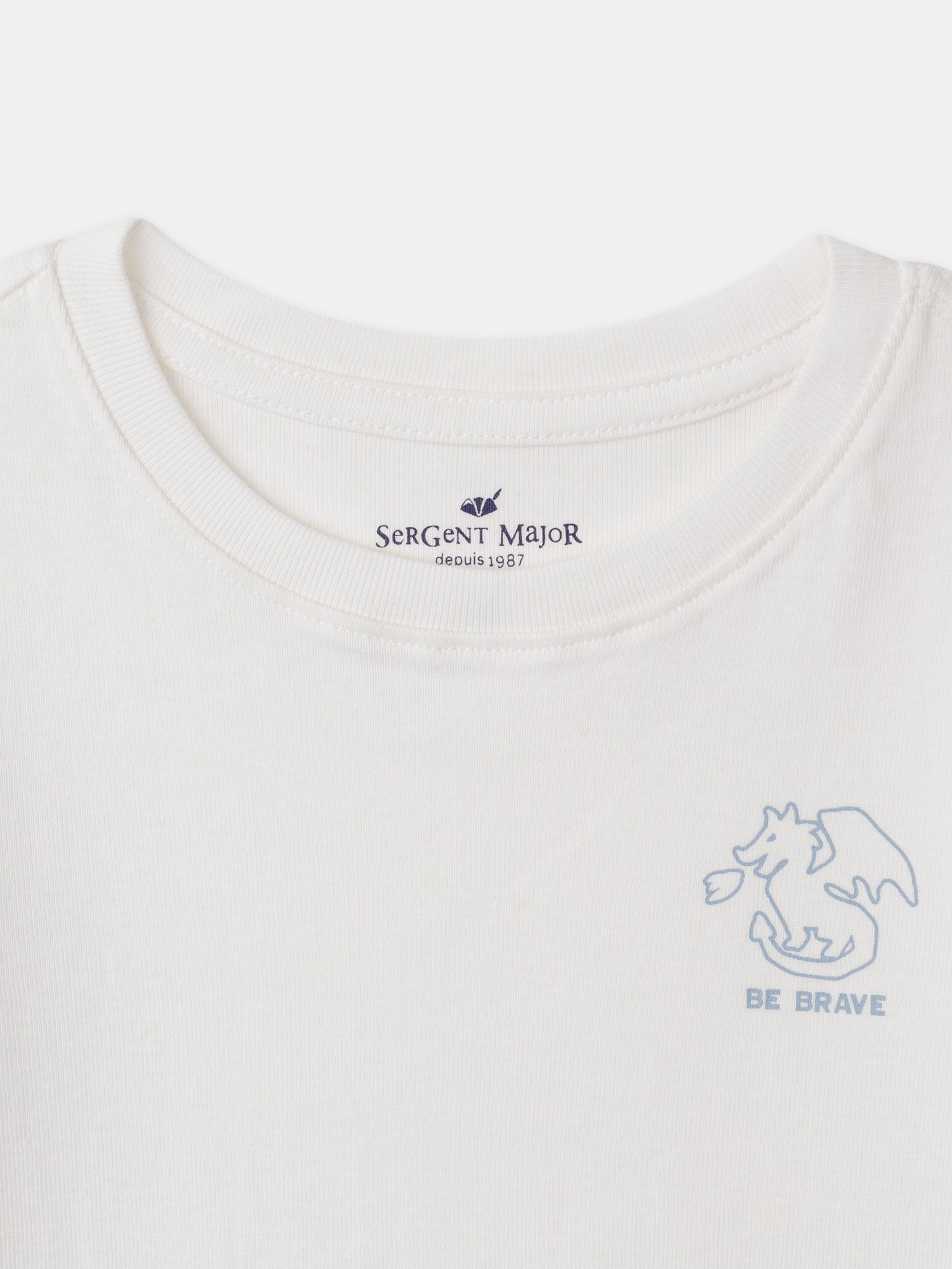 Lot 2 t-shirts écru imprimé dragon ou à rayures bleues Garçon