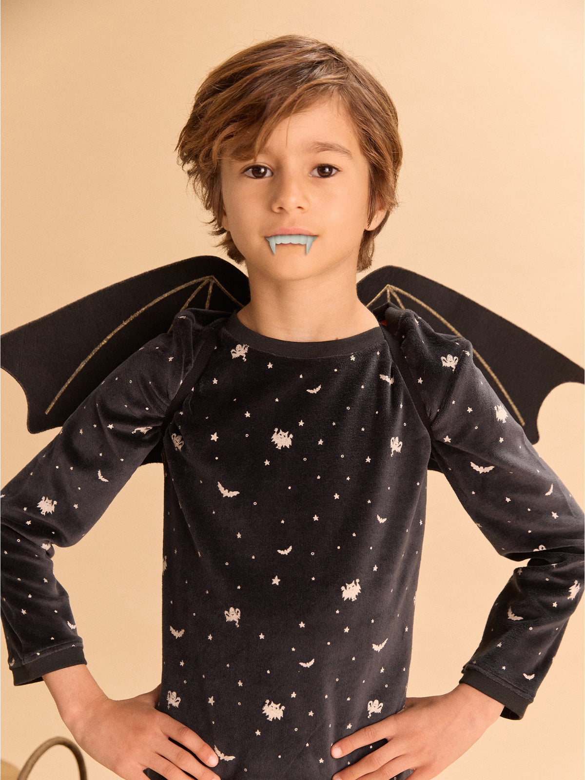 Pyjama d'Halloween noir + ailes de chauve-souris Garçon