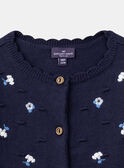 Texturierte marineblaue Strickjacke mit gestickten Blumen LACORRINE / 24H1BFJ2CAR070