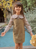 Kind Mädchen khakigrünes geblümtes Twill-Kleid-Salopette CECHAETTE / 22E2PFB1CHS604