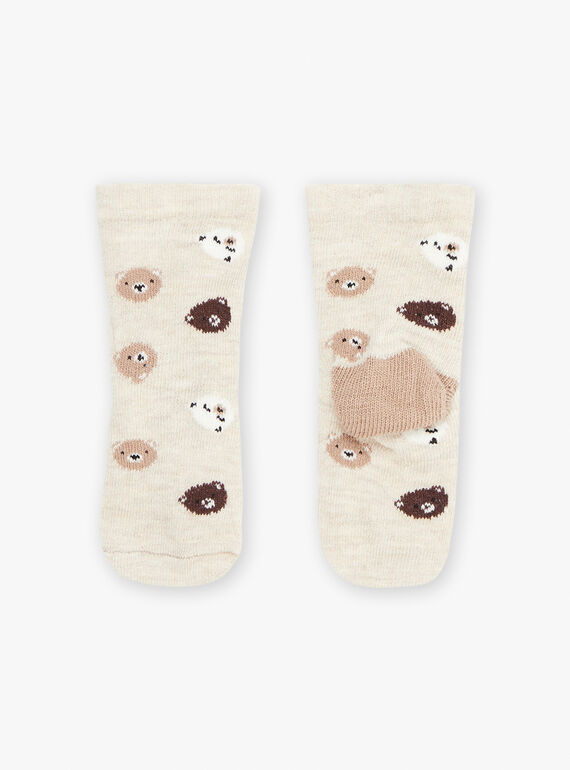 Beigefarbene Socken mit Teddydruck GALAMY / 23H4BGH1SOQA010