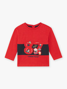 Rotes langärmeliges T-Shirt für Baby-Jungen mit Auto-Motiv BAPEPITO / 21H1BGM1TMLF528