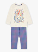 Ecru und blaues Pyjama-Set aus gemustertem Molton KUINUAGE / 24E5PG55PYJA011