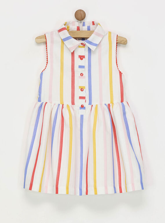 Gestreiftes weißes Trägerkleid RAFARAETTE / 19E2PFC1CHS001