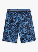 Marineblaue Shorts für Kinder Junge mit Blattwerkaufdruck 22E3PGT3BER070