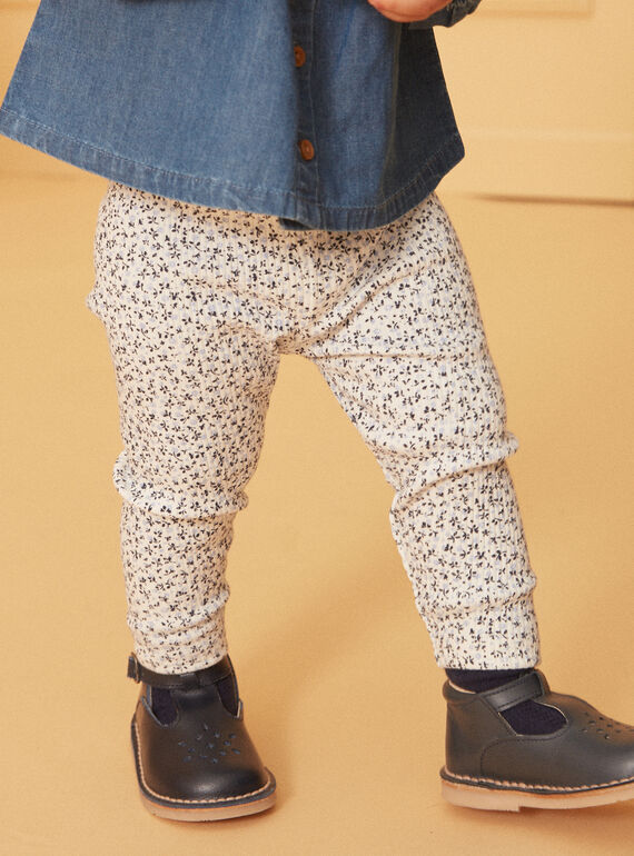 Rohweiße Leggings mit Blumenmuster LACELINE / 24H1BFJ1LG001